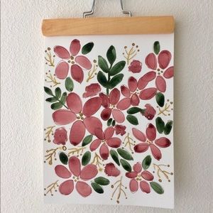 Hand painted watercolor floral wall art